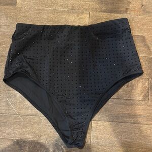 Zara Black High-Waisted Swim Bottoms with Studs